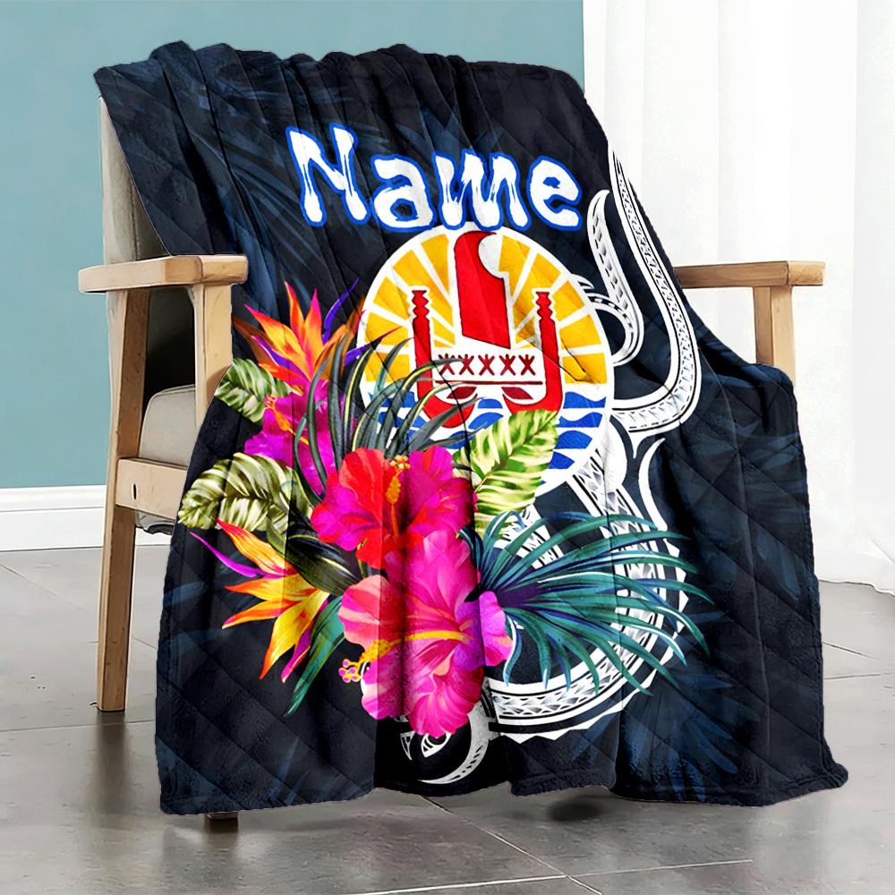 Tropical Floral Hawaiian Customize Your Name Home Blanket Comfortable Soft Lightweight Allseason Multipurpose Blanket For Picnics Couches Offices Beds
