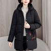 Plus Size XL-5XL Middle Age Woman Winter Long Coats Hooded Elegant Loose Thick Warm Embroidery Parkas Female Jacket