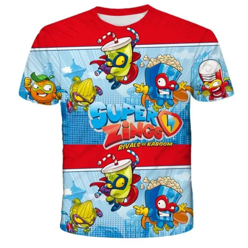Super Zings T-shirt Summer Children's Boys and Girls Printed Cartoon T-shirt Old Children's Fashion Casual Top Clothing