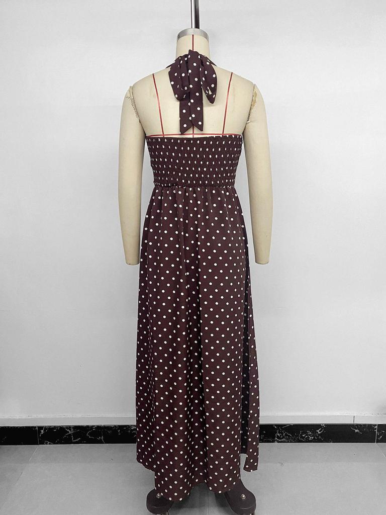 Vestido Retro de Lunares Halter - Sexy Ajustado, Escote en V Profundo, Moda Femenina Verano 2026