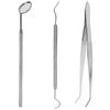 3pcs/set Stainless Steel Dental Tool Mouth Mirror Probe Plier Tweezer Teeth Clean Hygiene Kit