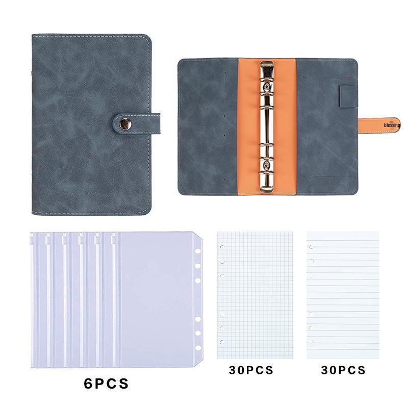 A6 PU Leather 6-Hole Planner with Cash Envelope and Notebook Inserts