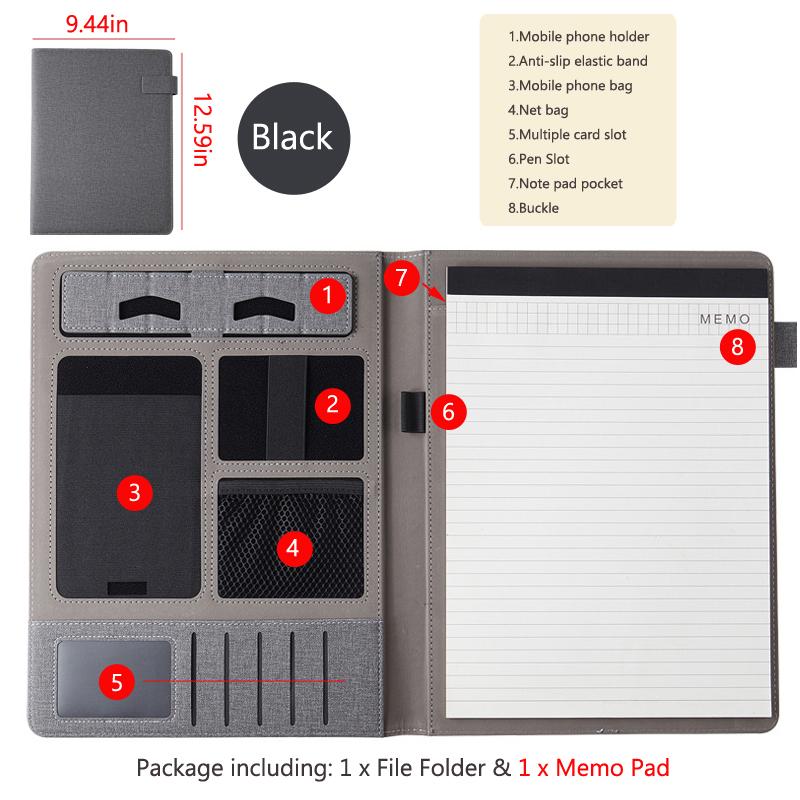 Univerzitní kožený blok A4 Složka portfolia Magnetická schránka Obchodní manažer Složky Držák dokumentů Kancelář