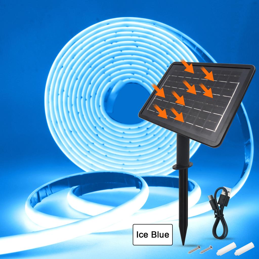 Solar COB Neon Light Strip 24V Ribbon Tape High Density Waterproof Red Green Blue Warm Natural White 320LEDs/M Flex Garden Decor