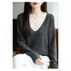 Women S V Neck Fake Two Piece Knit Sweater Long Sleeve Casual Top