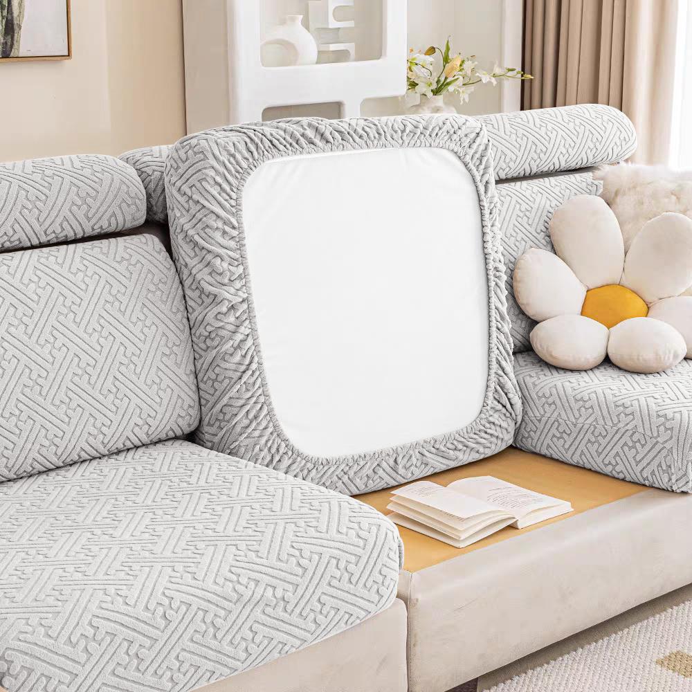 Jacquard Sofa Seat Cover Stretch Plain Sofa Covers Removable Couch Cover For Living Room Chaise Lounge L-Shaped Home Pets
