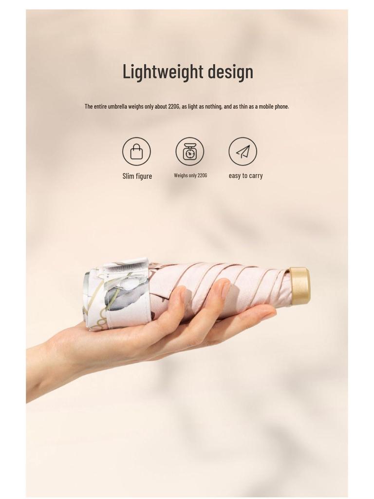 Know Parapluie Mini Plat Six Plis Haut de Gamme Protection UV Double Usage Pare-Soleil & Parapluie de Pluie