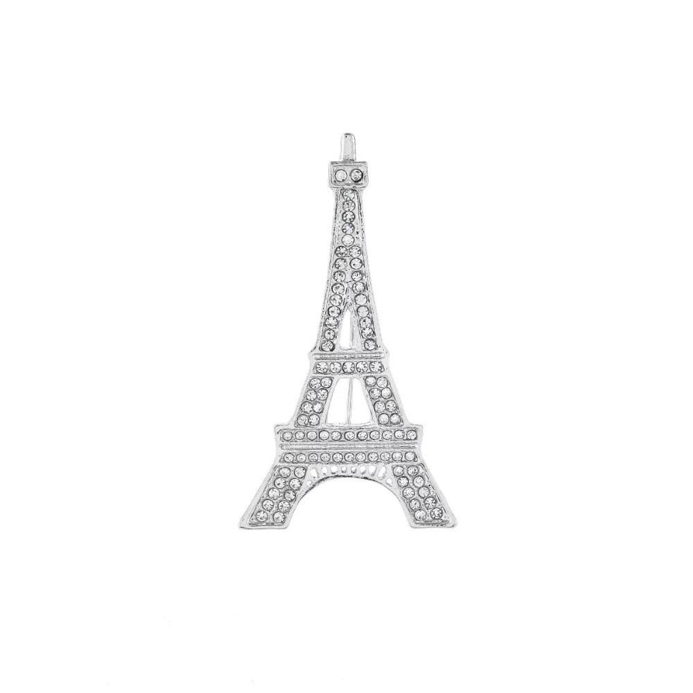 Vergoldete/Versilberte Eiffelturm Brosche Strass Brosche Kleidung Dekorative Schmuck Accessoires