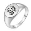 Stainless Steel 26 English Alphabet Printed Font Ring, Silver Color, Fashionable and Simple Titanium Steel Women's Ring