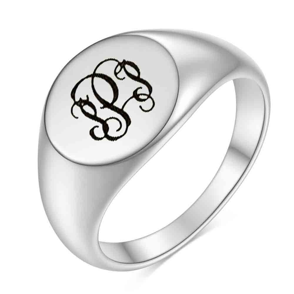 Stainless Steel 26 English Alphabet Printed Font Ring, Silver Color, Fashionable and Simple Titanium Steel Women's Ring