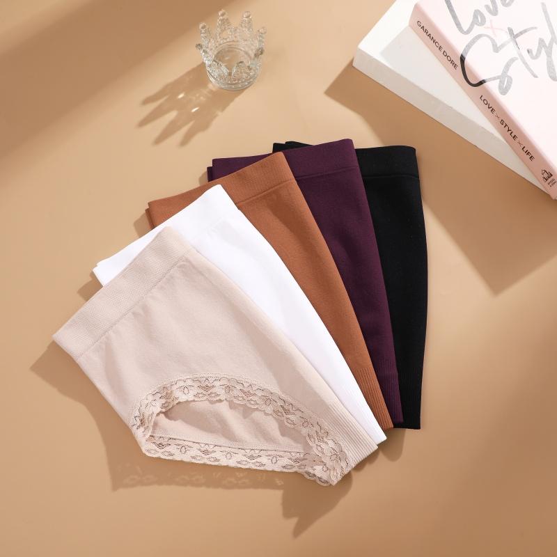 5Pcs/Set Women High Waist Shapewear Lace Briefs Seamless Butt Lifter Women's Maillard Sexy Tummy Control Belly Shaping Female