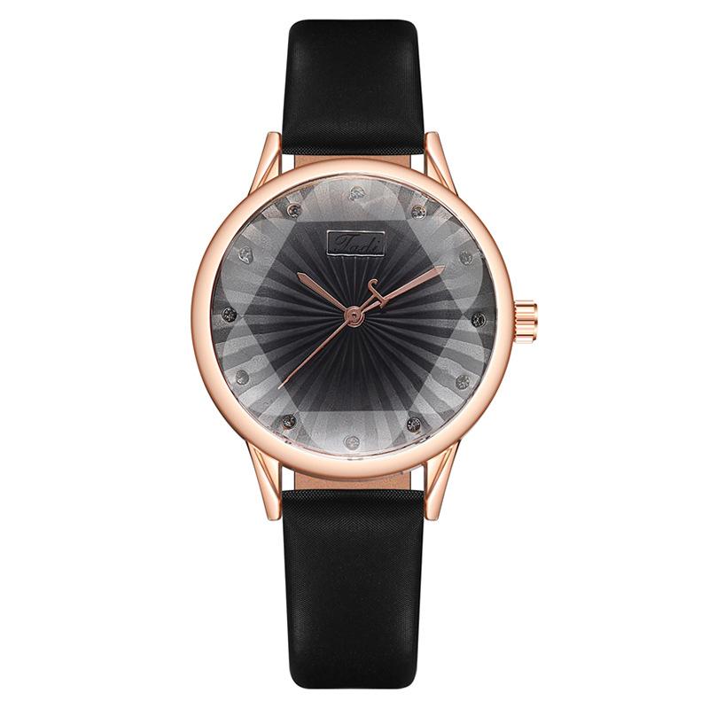 Creative Quartz Watch Leather Crystal Aesthetic Clock Versatile Business Women Wristwatch