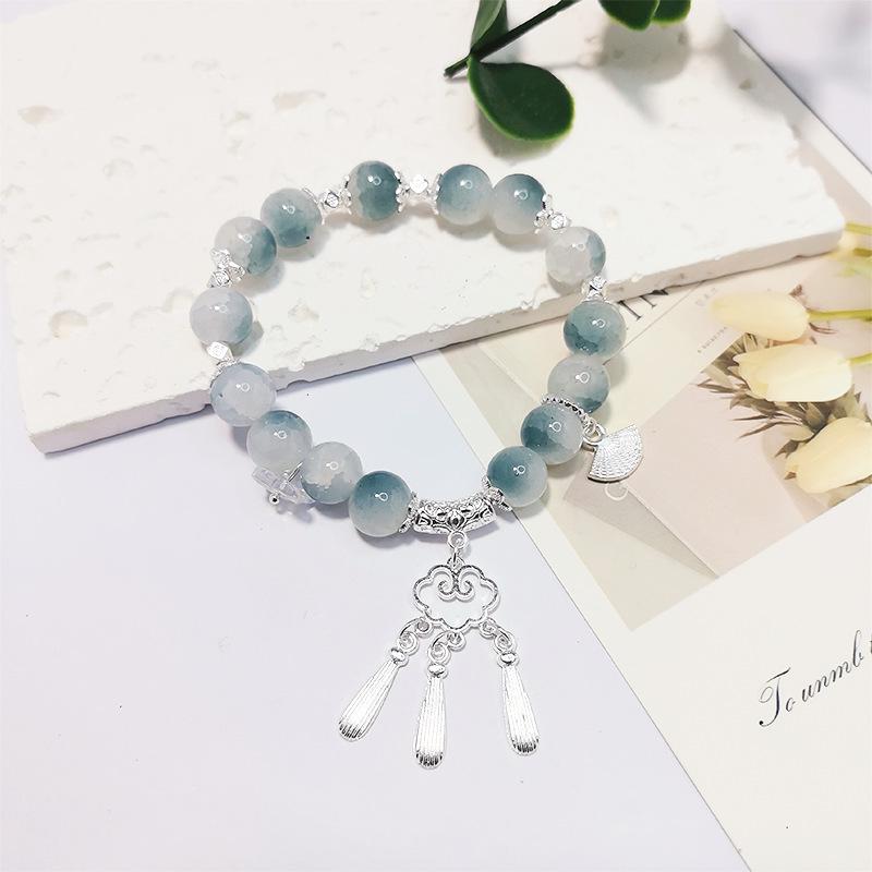 Glückswolke Farbverlauf Quaste Perlenarmband – Eleganter Sommer Damenschmuck im chinesischen Stil