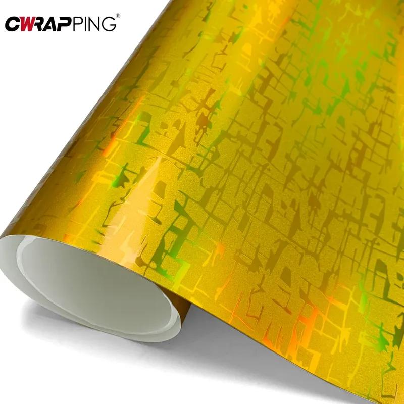 Car Exterior Decoration Glossy Gold Airplane Pattern Film Carbon Fiber Waterproof Vinyl Stickers Creative Modeling Accessories