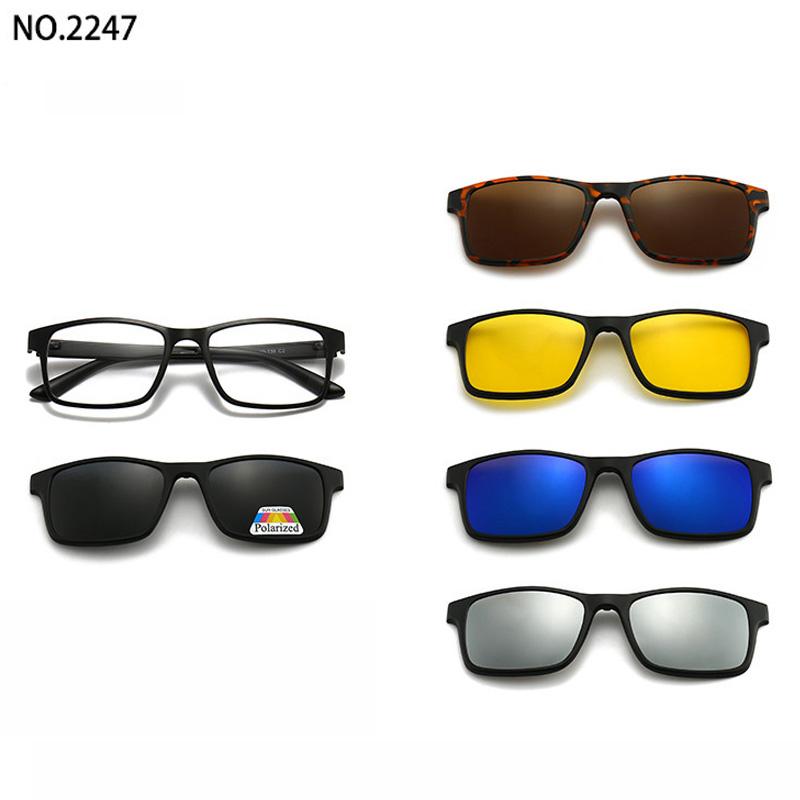 6 In 1 Custom Men Optical Magnetic Sunglasses Magnet Clip On Sunglasses Polaroid Clip On Sun Glasses