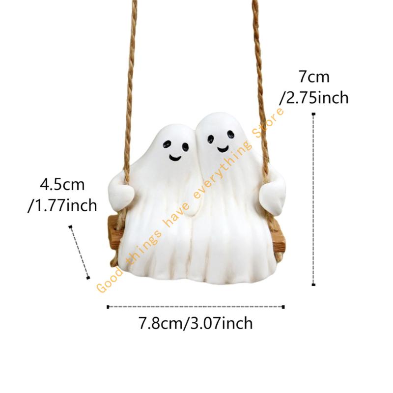 Romantics Ghostly Couple Swing Ornament Resins Halloween Garden Decors Indoor and Outdoor Weather Resistant Hanging Art 55KF