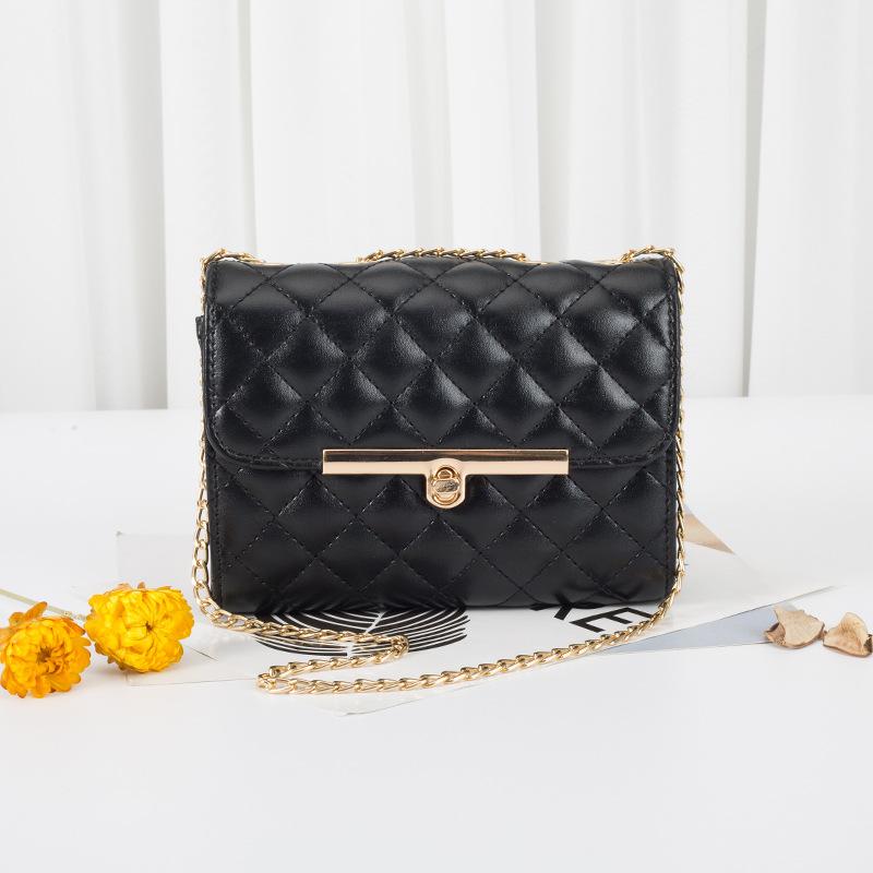 Fashion trend single shoulder women's bag new striped tassel diamond square buckle chain crossbody small square bag