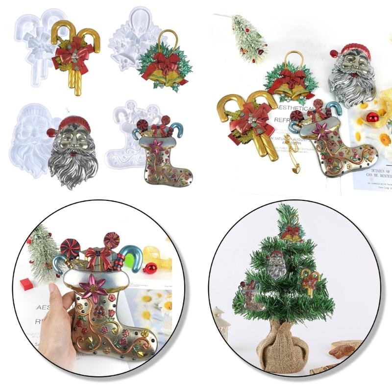 Silicone Santa Claus Bell Mold Wall-mounted Christmas Stereo Mold DIY Ornaments Pendant Epoxy Resin Crafting Molds