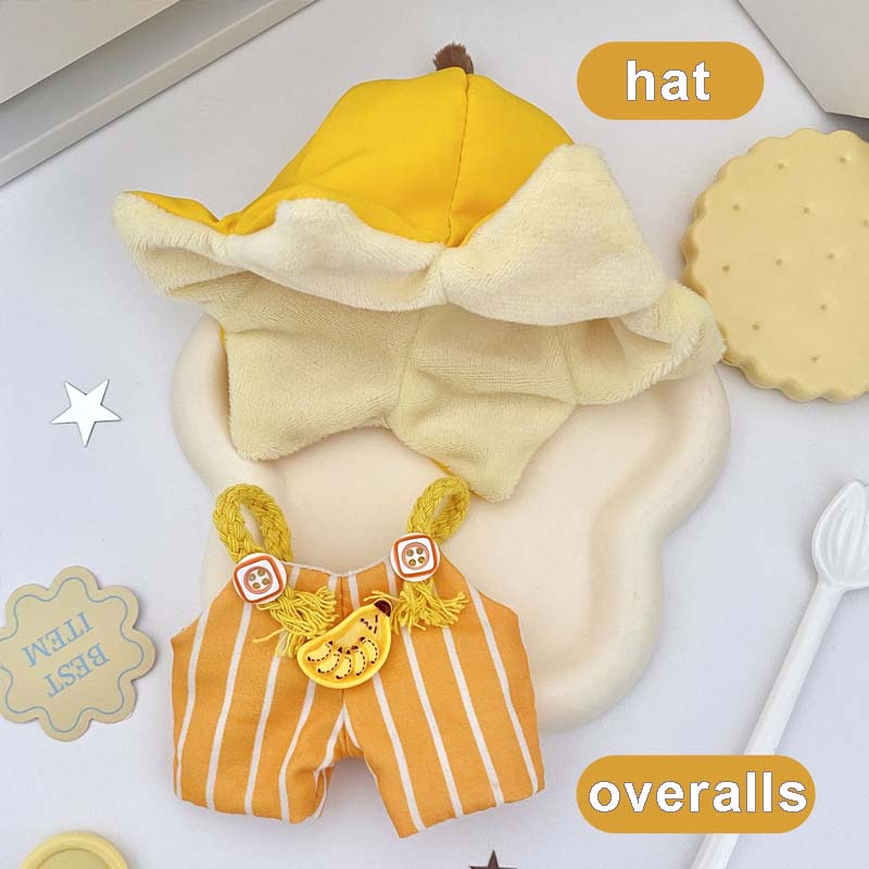 10cm Cotton Doll Clothes Plush Dazzling Cute Dress Up Set 15-17cm Labubu Doll Banana Overalls Clothing Set Toys Doll Accessories no doll