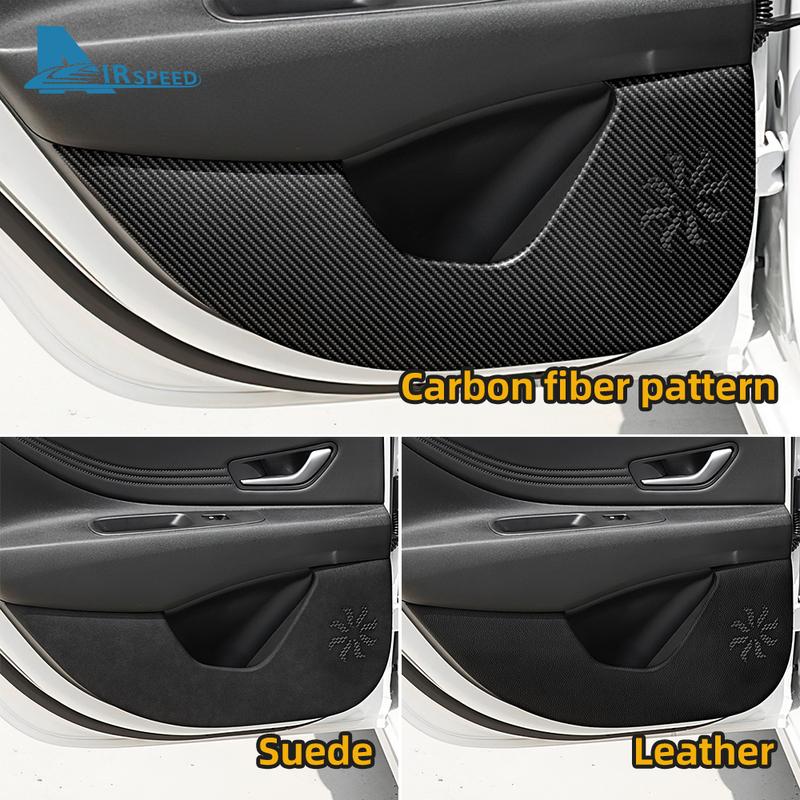 Door Anti-kick Pad For For Hyundai Elantra    2024 2025 LHD RHD Car Leather Carbon Mat Interior Trim Accessories