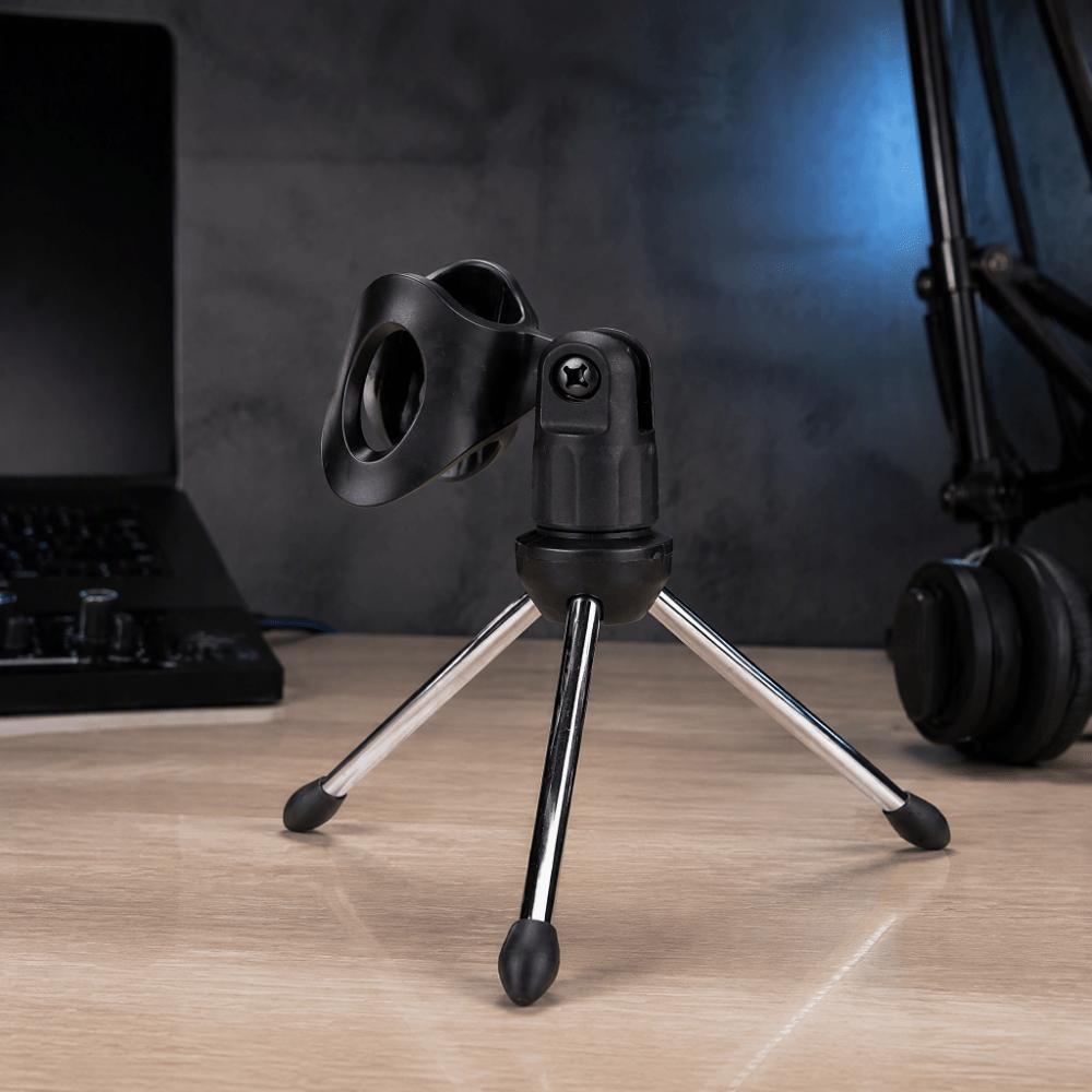Black Mic Stand Holder Foldable Design Adjustable Tripod Stand Instrument stand For Studio Use