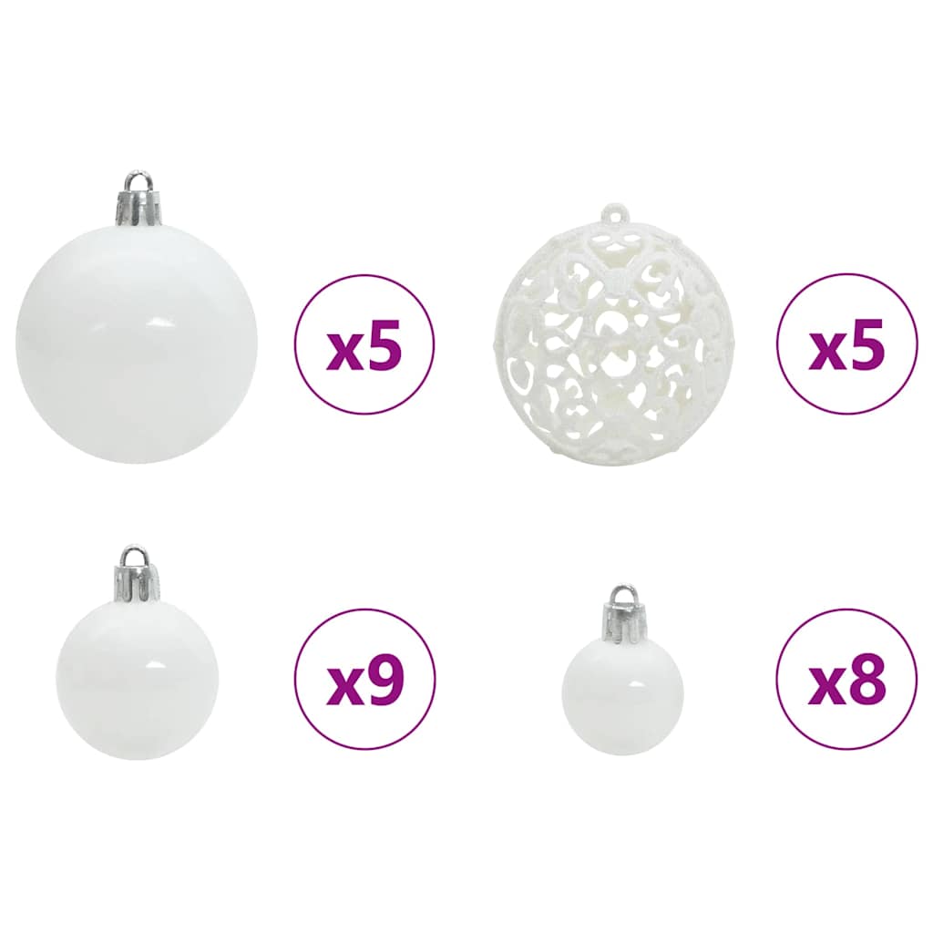 Christmas Ornament Set with 150 LEDs 61 pcs White Plastic
