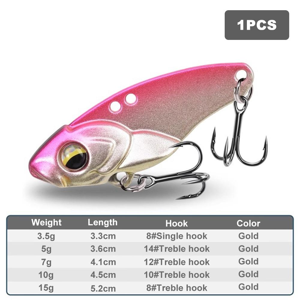 

High Quality 5g VIB Fishing Lure 3D Slow Sinking Rattlesnake Iron Jig Zi Alloy High Vibration Vib Blade Lure for Predatory Fish рожевий