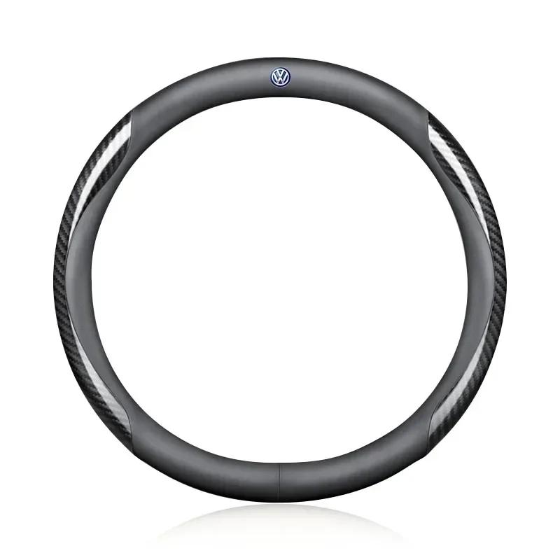 B6 VW For Volkswagen PU Carbon Fiber Leather Car Steering Wheel Cover Car Accessories For Volkswagen R-Line GTI T5 Golf T-ROC R