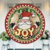 Vintage Santa Claus Festive Wall Art Round Wooden Hanging Plaque Home Indoor Porch Decor Christmas Holiday Party Ornament Supplies