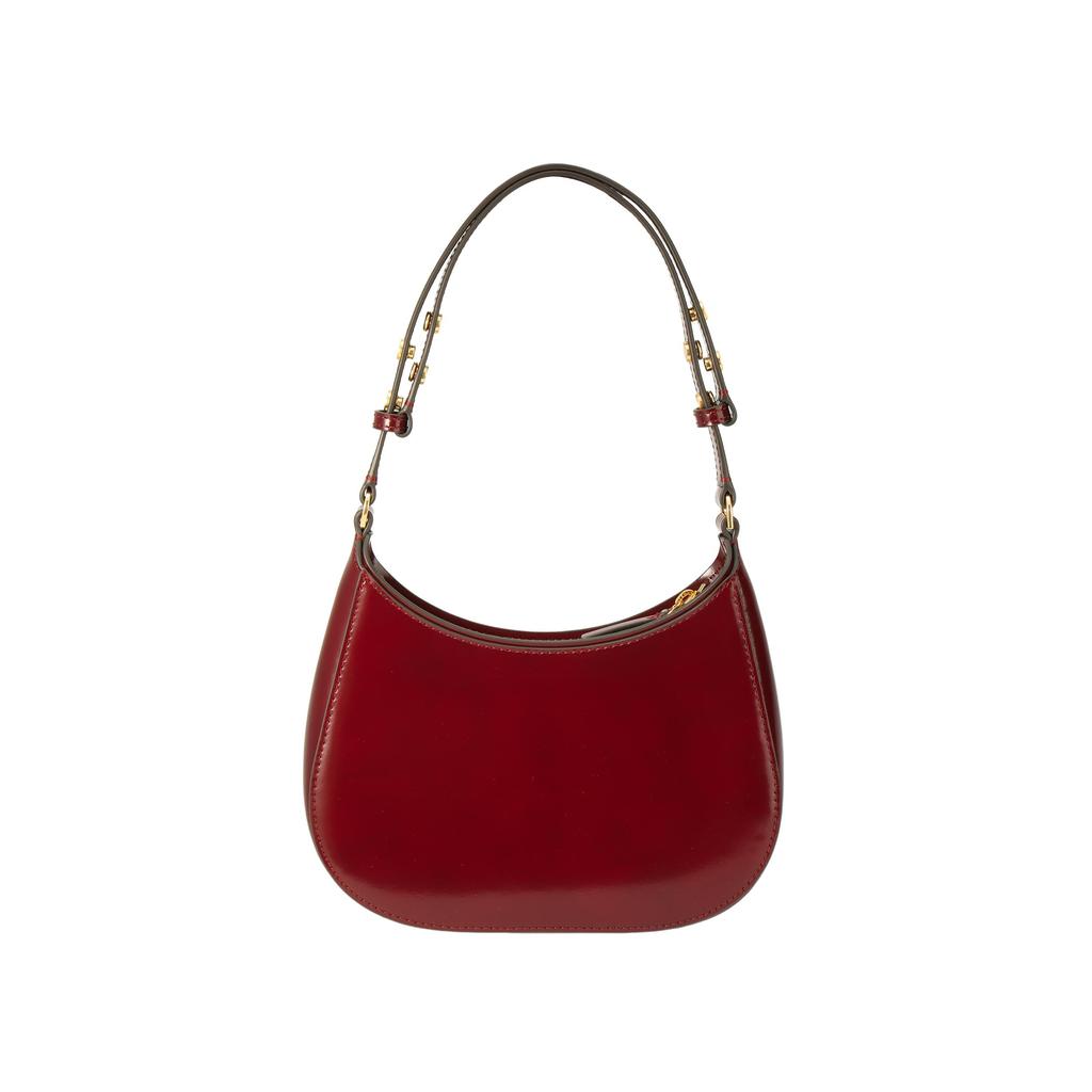 Tory Burch Emerson Minimalist Casual Zipper Leather Crescent Bag Women Handbags Burgundy 147940-627
