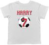 Personalised Name And Number With Football - Red Childrens Kids T-Shirt Boy Girl