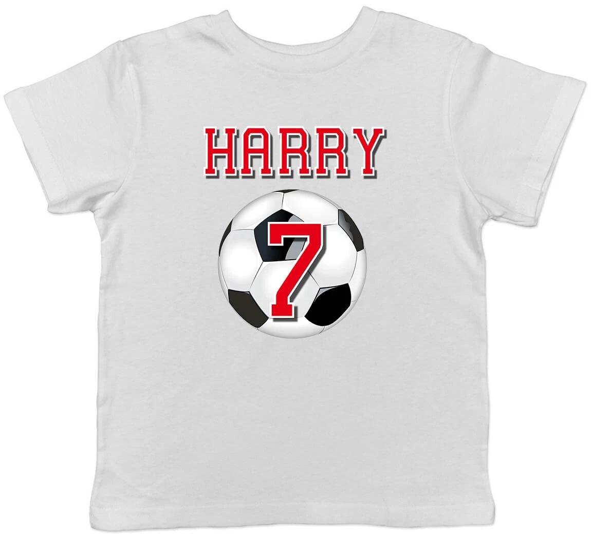 

Personalised Name And Number With Football - Red Childrens Kids T-Shirt Boy Girl 160