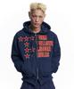 Easy No Easy Star Lettering Patch Zip-Up Hoodie - Navy