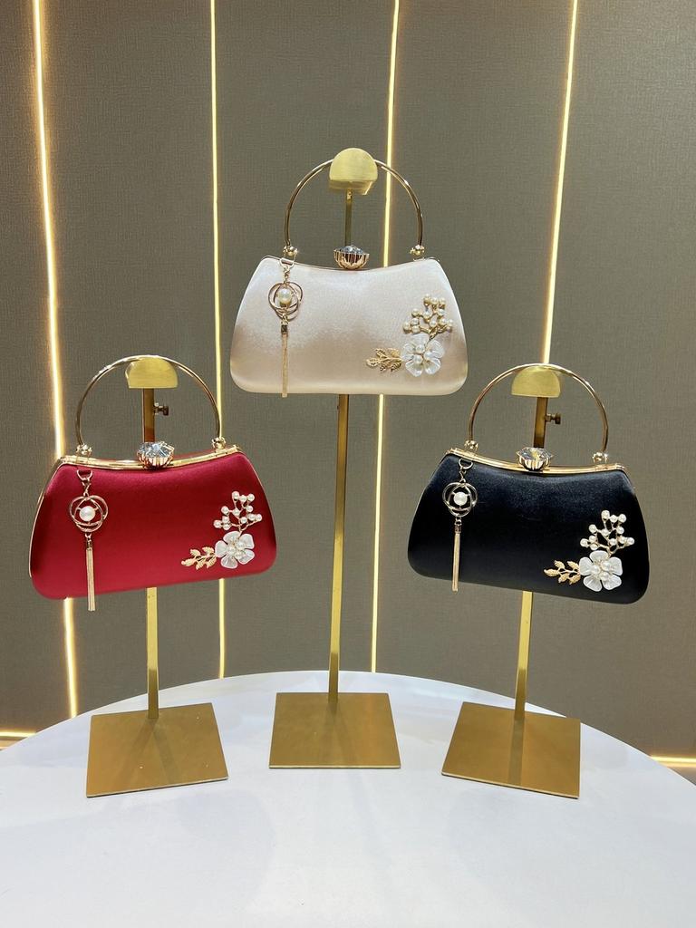 Borsa da sera di lusso impreziosita da perle con ciondolo a nappa per eventi formali