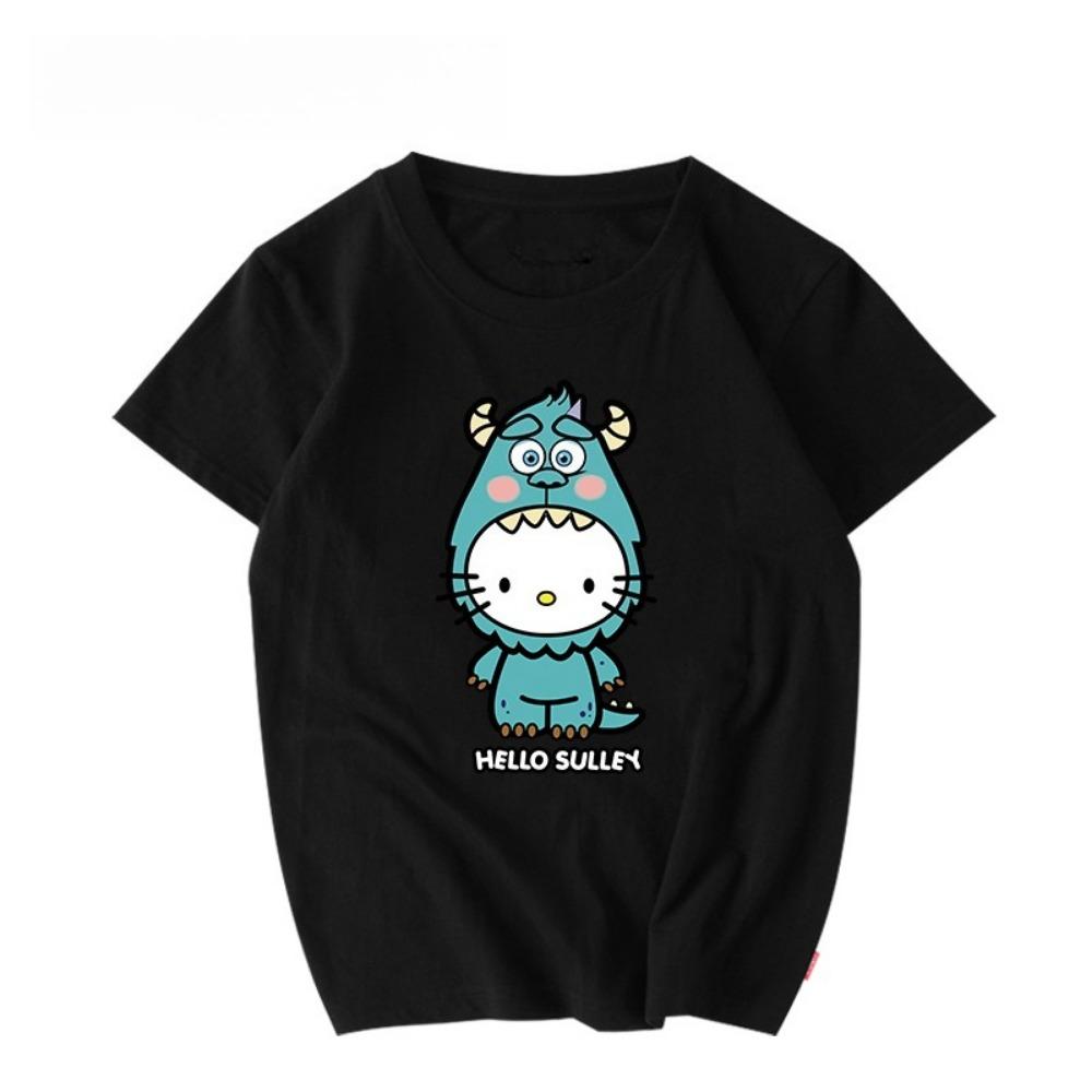 Women's New Cute Hello Kitty Pattern Printed Top Oversized Unisex Couple Trend Plus Size Loose Casual Short-sleeved T-shirt