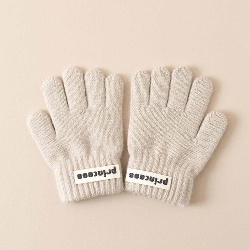 

2024 Winter Year of the Horse Kids Gloves: Korean Style Five-Finger Design for Boys & Girls, Warm & Cozy for Ages 2-6 Ages 2-6 бежевий