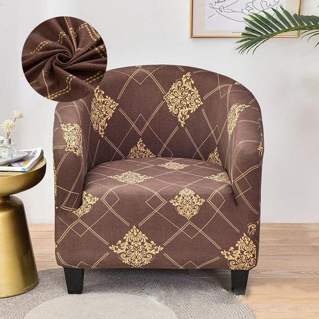 Levivel Club Chair Slipcover Stretch Armchair Printed Tub Chair Cover Living Sofa Cover Spandex Couch Cover Designed For Bar Counter Family Room