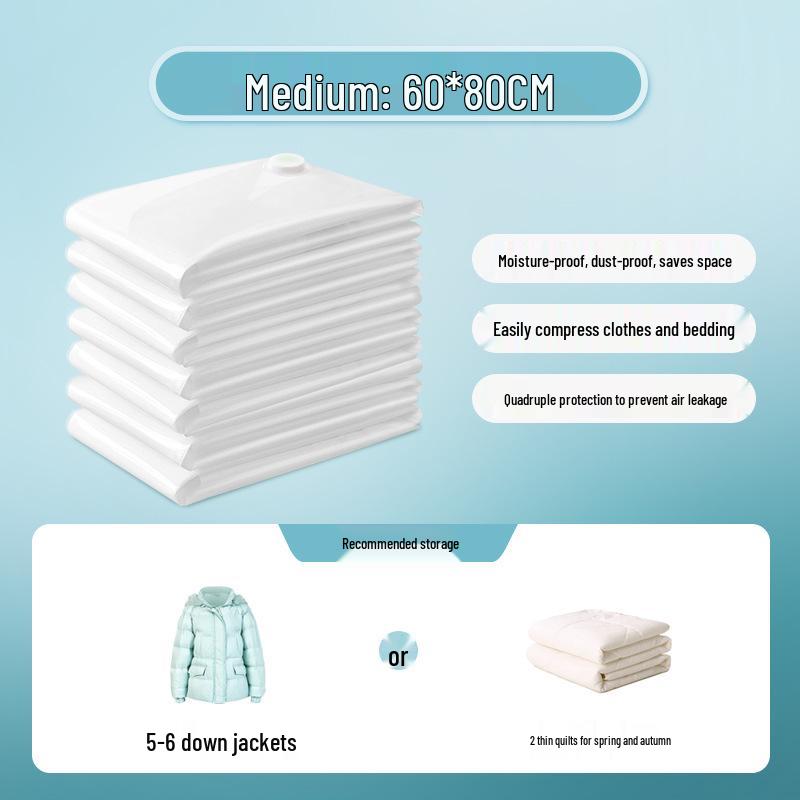 Thick Transparent Vacuum Storage Bag for Duvets and Clothes - Electric Pump Compatible