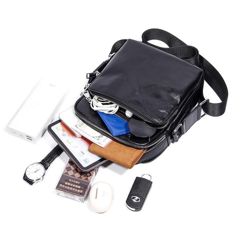 Genuine Leather Crossbody Bag for Men, High-end and Large Capacity. Head Layer Cowhide Men's Casual Shoulder Bag
