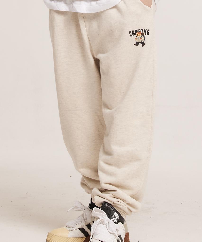 CREAM SODA LAB Camping Small Logo Training Jogger Pants Oatmeal