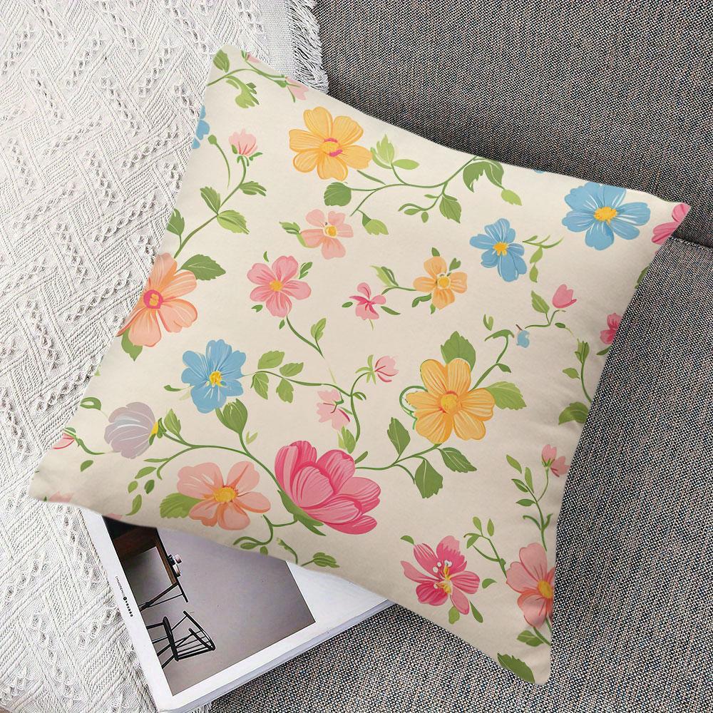 Pastel Vine Square Jacquard Pillow Cover for Sofa Office Waist Cushion Cover Home Decorative Pillowcase
