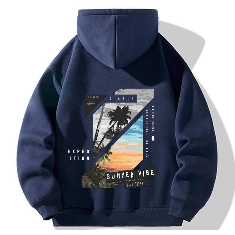Unisex American Casual Printed Hooded Sweatshirt - Loose, Fashionable Long Sleeve Top