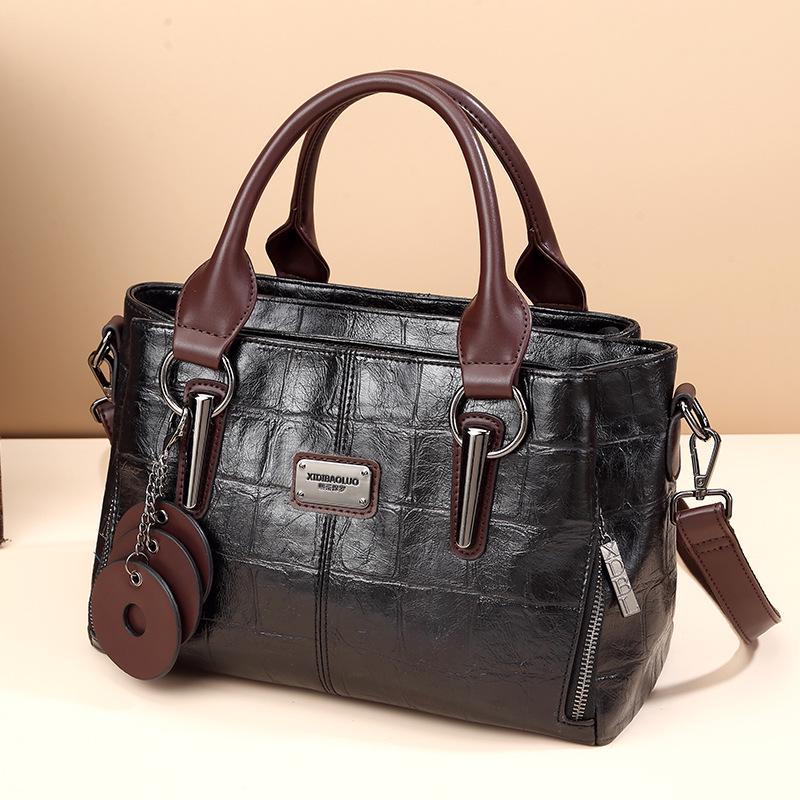 

2024 Xi Di Bao Luo Ретро Сумка с Цветными Блоками: Трехслойная сумка кроссбоди «Подушка» большой вместимости для женщин чёрный