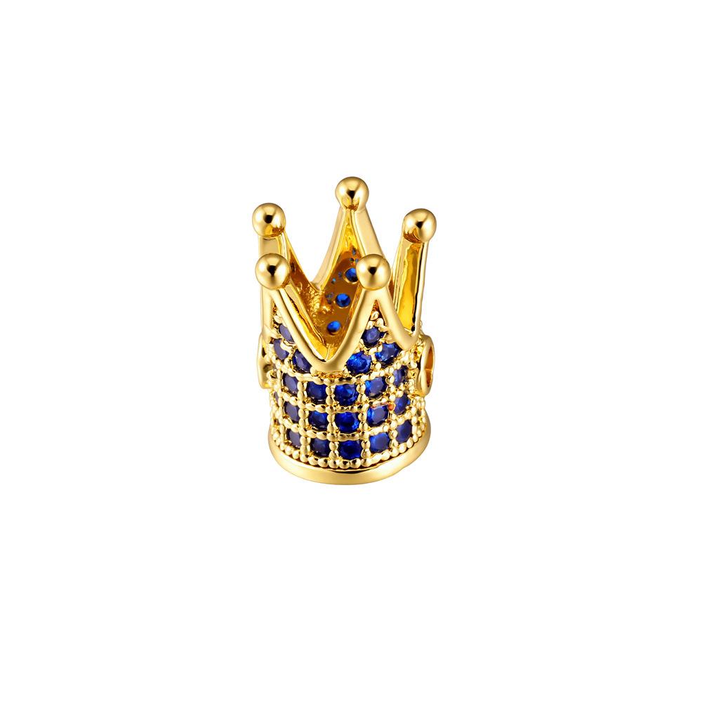 18K Gold Crown Beads with Micro-inlaid Zircon for DIY Jewelry Making