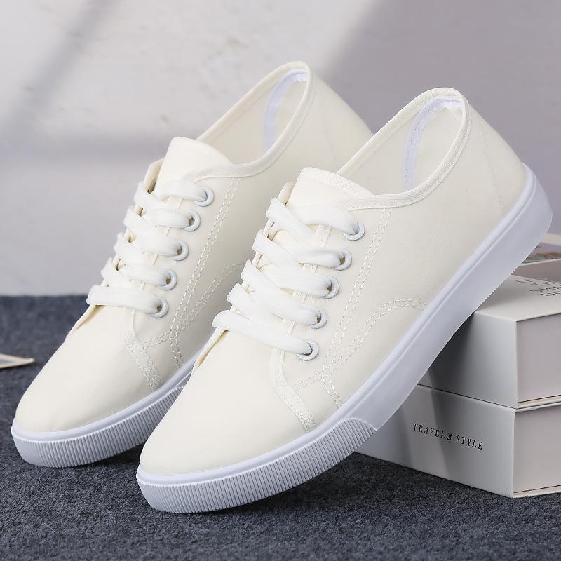 

Модная женская летняя обувь, плоские белые туфли, дышащие рабочие туфли для медсестер, тканевые, противоскользящие, на плоской подошве, на шнуровке, однотонные 36