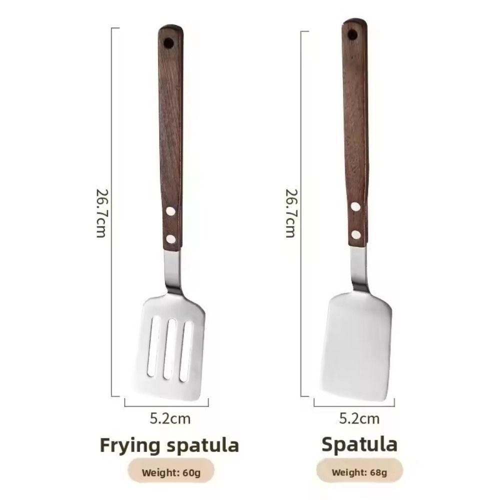Walnut Handle Frying Spatula Anti-Scalding Fried Steak Shovel Spatula  Outdoor Kitchen Supplies