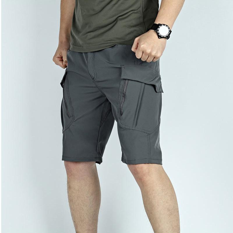 Summer Men Cargo Shorts Quick Dry Tactical Short Pants Multi-Pocket Shorts Men's Outdoor Hunting Fishing Knee Length Trousers