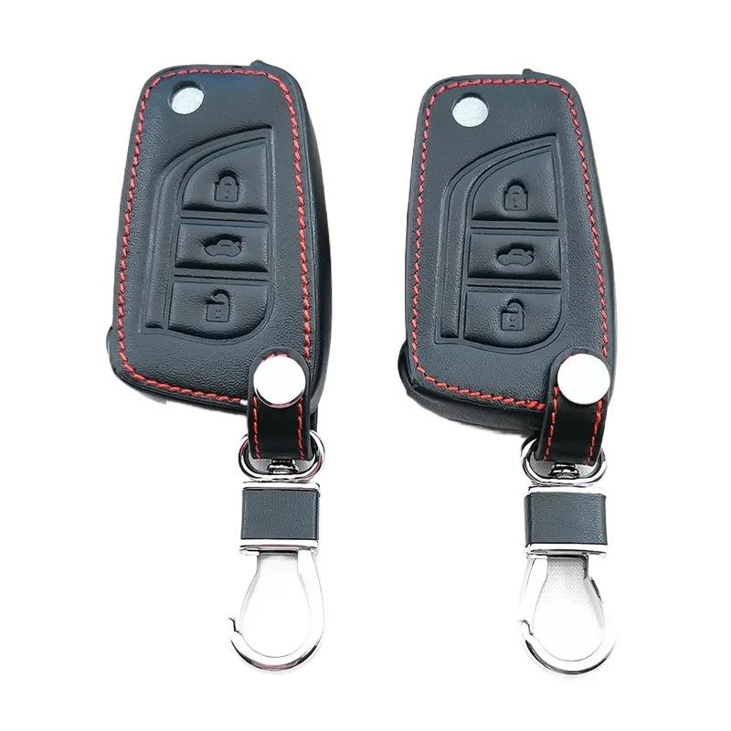 Genuine Leather Smart Key Cover for Toyota Corolla, Camry, Highlander, Levin, RAV4