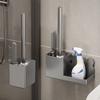 Nagelfreier Toilettenbürstenhalter Ständer Wandmontiert Langlebiges Toilettenbürsten-Set Nylonborsten Kein Bohren Boden-Toilettenreinigungswerkzeug