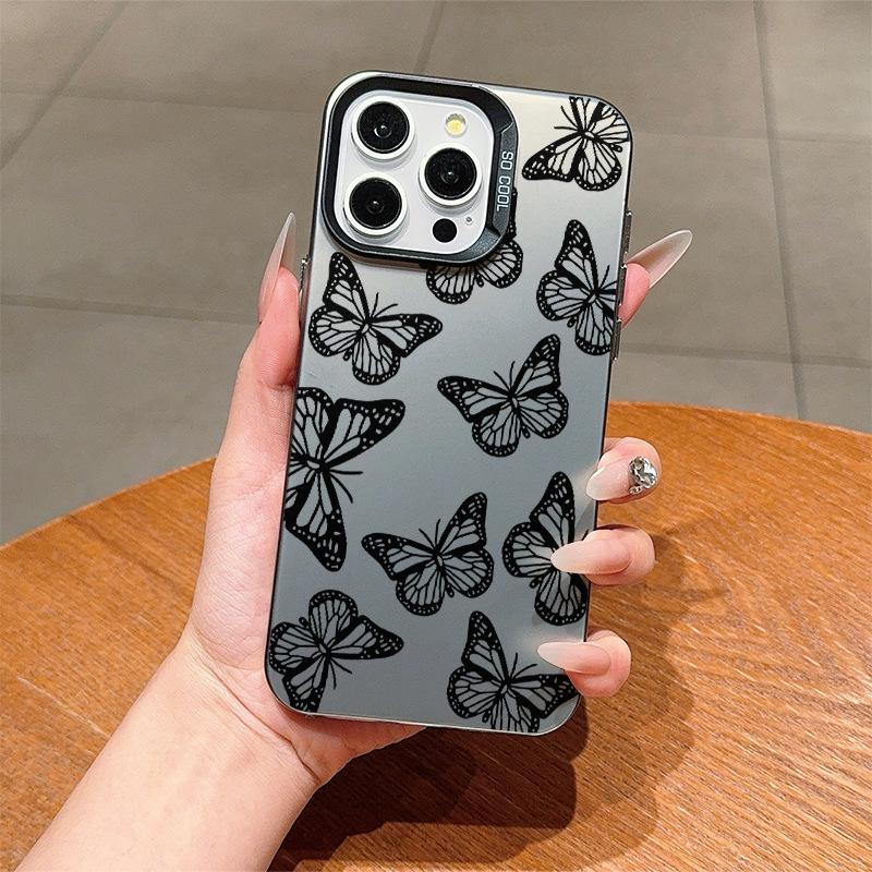 ins Premium Sense Black Butterfly Applicable to Apple 14promax Mobile Phone Case iPhone13 New 16/15 Women's 11